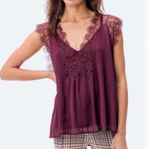 Vici Burgundy Lace Trim Tank Top